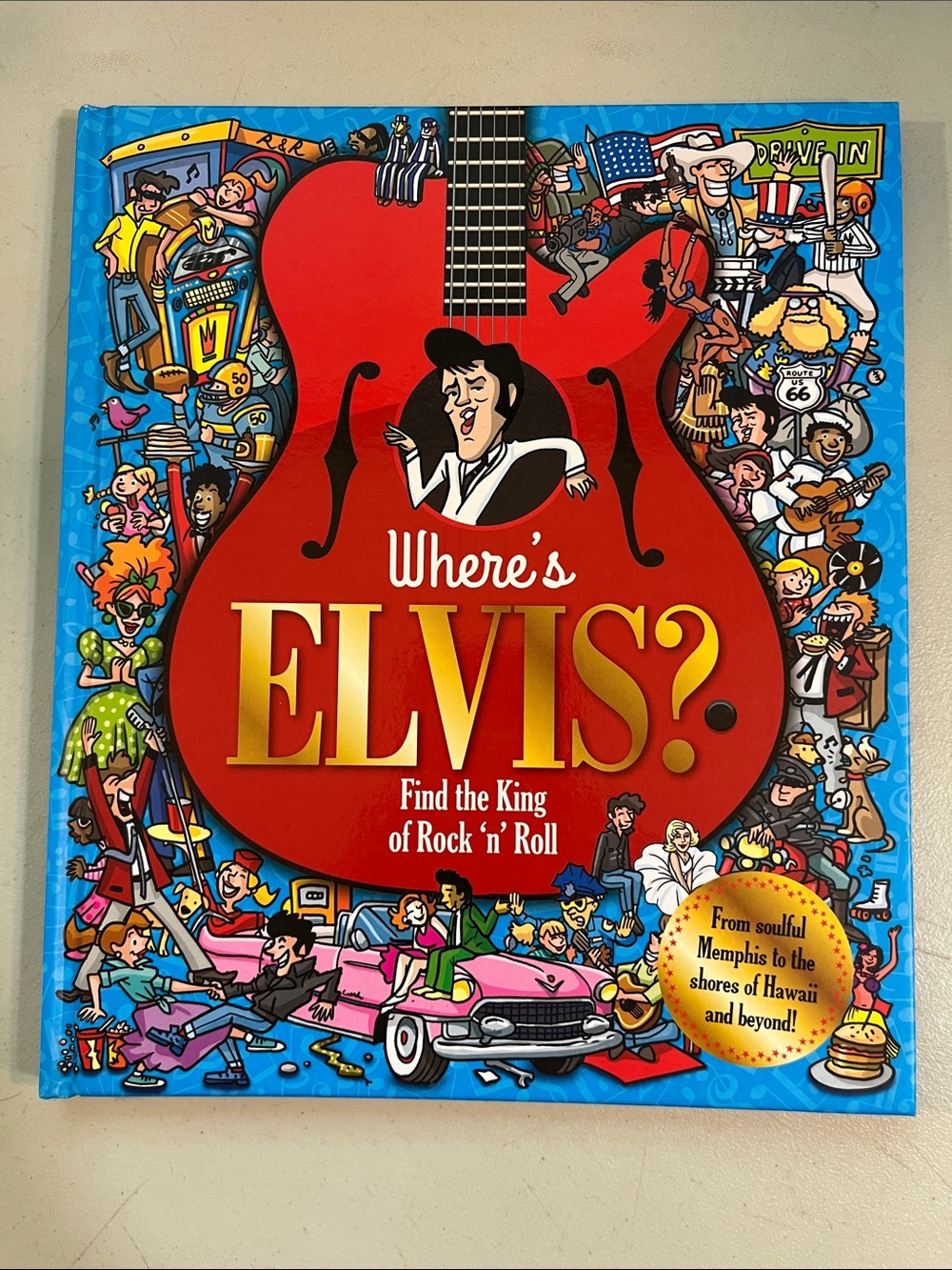 Where's Elvis? Red Guitar Wall Art Print - Pop Music Decor BOOK